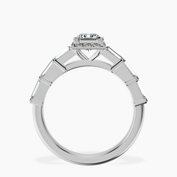 Platinum Rachel Halo Side Stone Lab Diamond Ring side right image one
