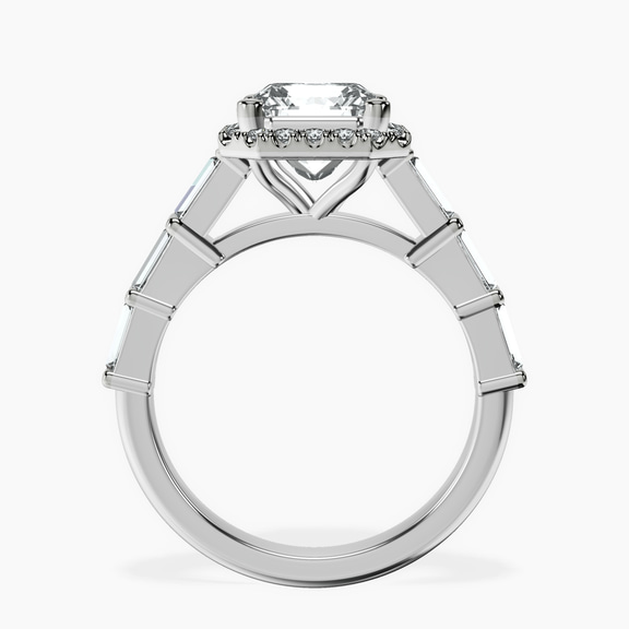 Platinum Rachel Halo Side Stone Lab Diamond Ring side right image one