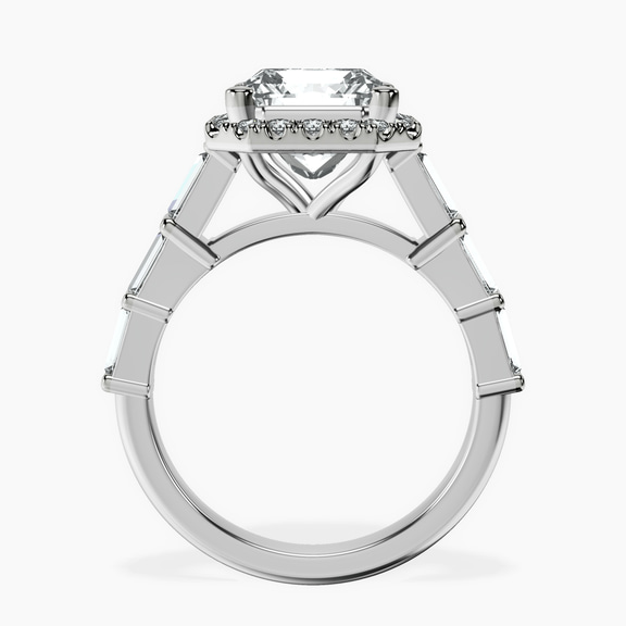 10kt White Gold Rachel Halo Side Stone Lab Diamond Ring side right image one