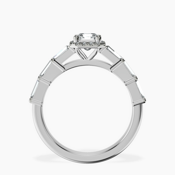 18kt White Gold Rachel Halo Side Stone Lab Diamond Ring side right image one