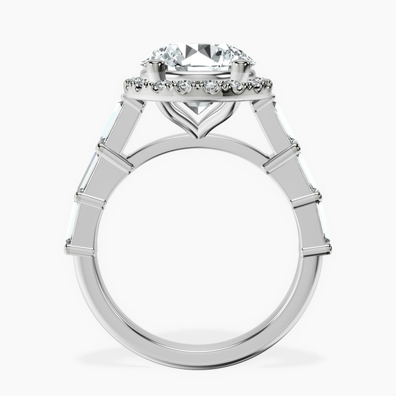 18kt White Gold Rachel Halo Side Stone Lab Diamond Ring side right image one