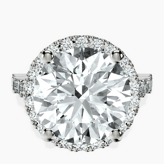 Platinum Rachel Halo Side Stone Lab Diamond Ring front image