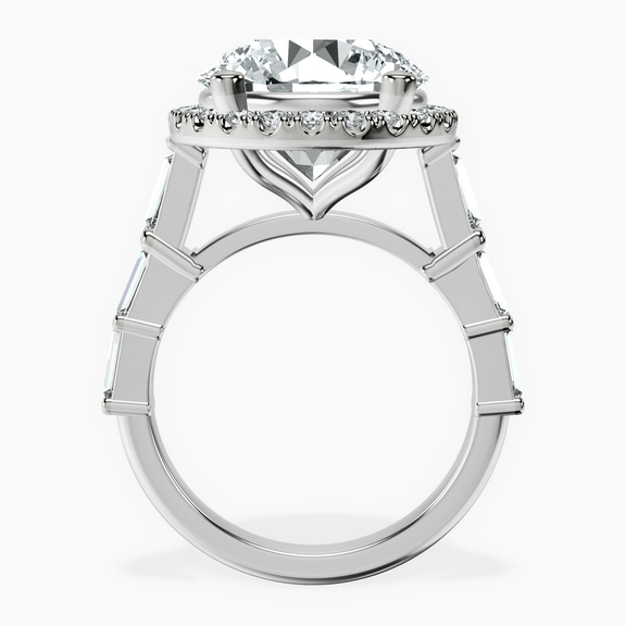 Platinum Rachel Halo Side Stone Lab Diamond Ring side right image one
