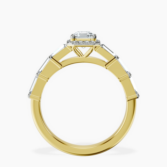 14kt Yellow Gold Rachel Halo Side Stone Lab Diamond Ring side right image one