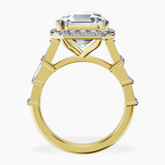 18kt Yellow Gold Rachel Halo Side Stone Lab Diamond Ring side right image one