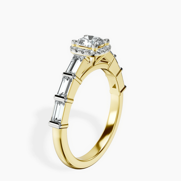 10kt Yellow Gold Rachel Halo Side Stone Lab Diamond Ring standing product image one