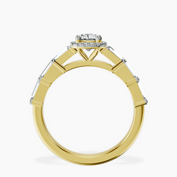 10kt Yellow Gold Rachel Halo Side Stone Lab Diamond Ring side right image one