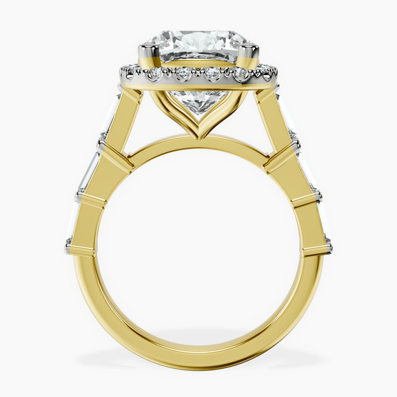 18kt Yellow Gold Rachel Halo Side Stone Lab Diamond Ring side right image one