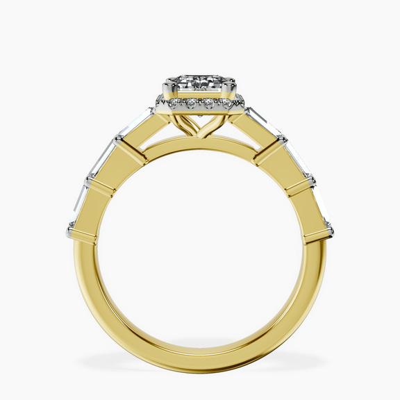 18kt Yellow Gold Rachel Halo Side Stone Lab Diamond Ring side right image one