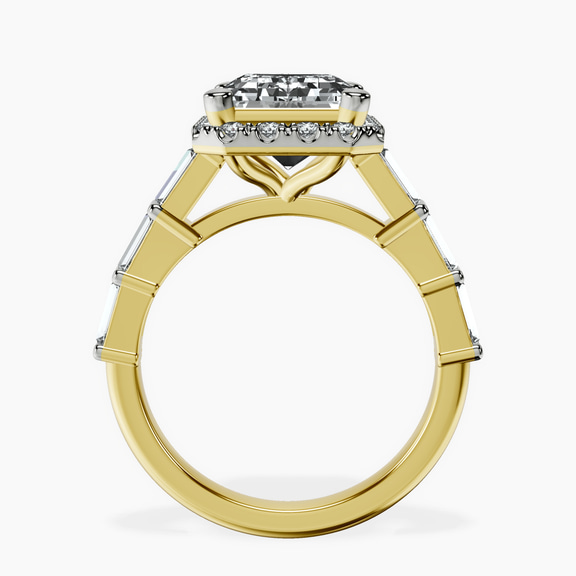 18kt Yellow Gold Rachel Halo Side Stone Lab Diamond Ring side right image one