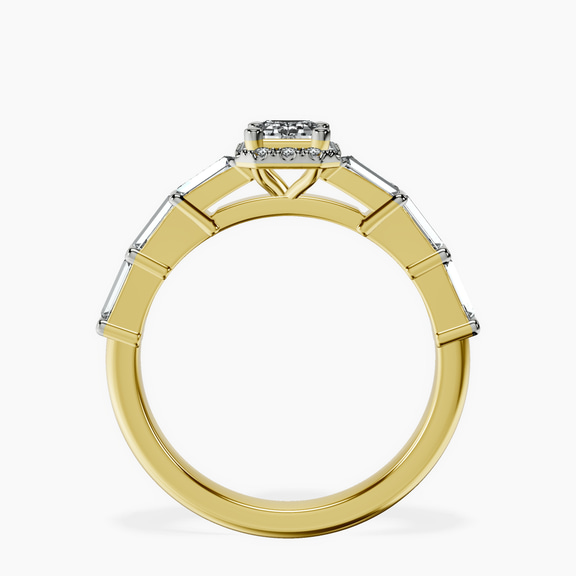 14kt Yellow Gold Rachel Halo Side Stone Lab Diamond Ring side right image one