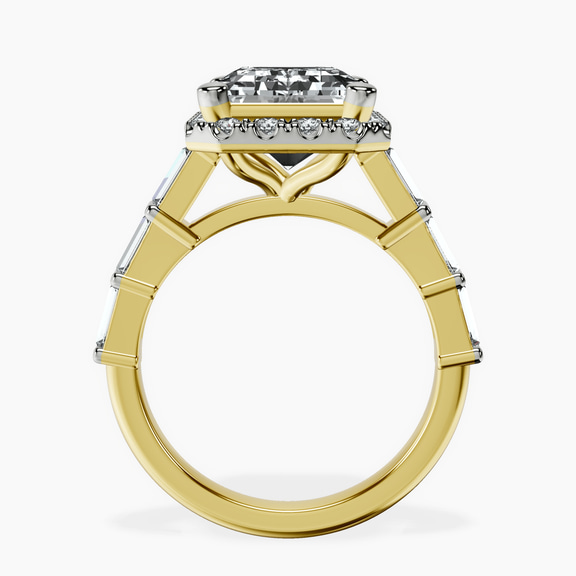 18kt Yellow Gold Rachel Halo Side Stone Lab Diamond Ring side right image one