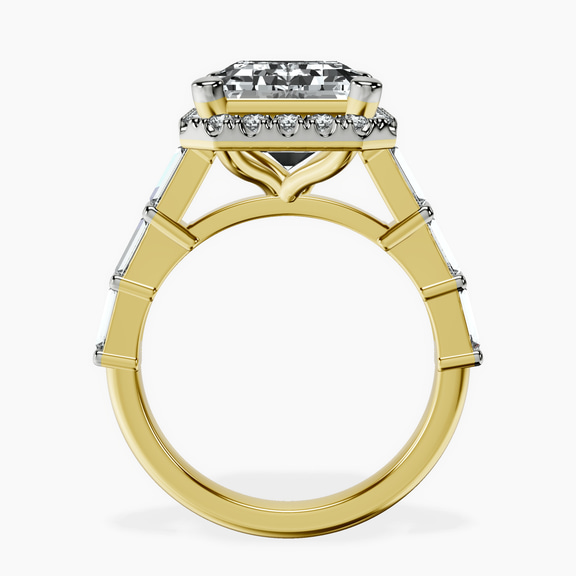 18kt Yellow Gold Rachel Halo Side Stone Lab Diamond Ring side right image one