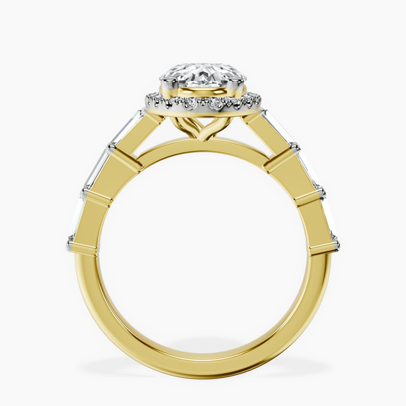 14kt Yellow Gold Rachel Halo Side Stone Lab Diamond Ring side right image one
