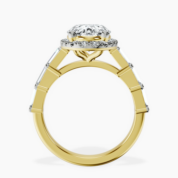 18kt Yellow Gold Rachel Halo Side Stone Lab Diamond Ring side right image one