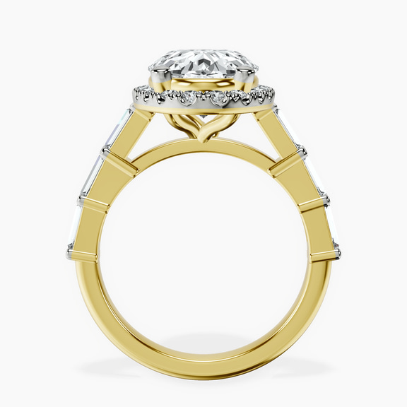 18kt Yellow Gold Rachel Halo Side Stone Lab Diamond Ring side right image one