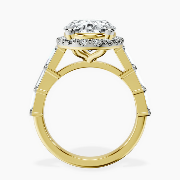 10kt Yellow Gold Rachel Halo Side Stone Lab Diamond Ring side right image one