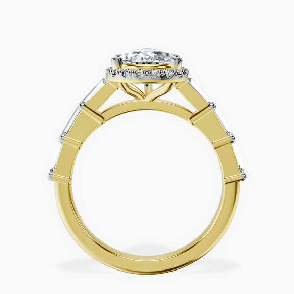 10kt Yellow Gold Rachel Halo Side Stone Lab Diamond Ring side right image one