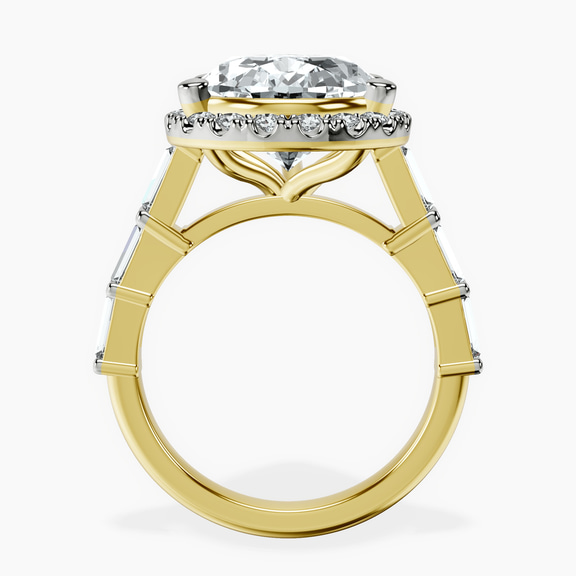 18kt Yellow Gold Rachel Halo Side Stone Lab Diamond Ring side right image one
