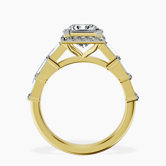 9ct Yellow Gold Rachel Halo Side Stone Lab Diamond Ring side right image one