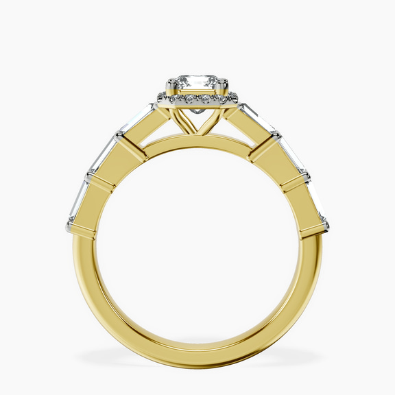 10kt Yellow Gold Rachel Halo Side Stone Lab Diamond Ring side right image one