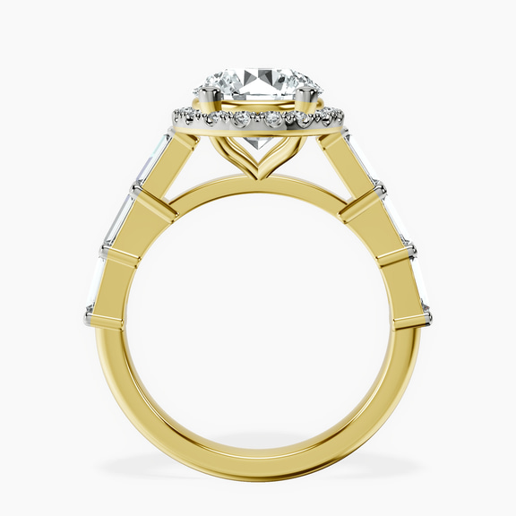18kt Yellow Gold Rachel Halo Side Stone Lab Diamond Ring side right image one