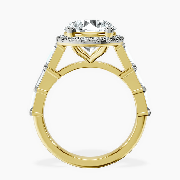 10kt Yellow Gold Rachel Halo Side Stone Lab Diamond Ring side right image one