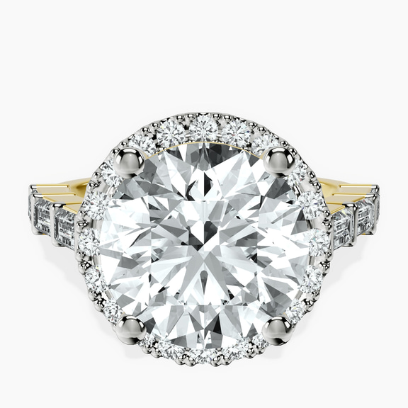 14kt Yellow Gold Rachel Halo Side Stone Lab Diamond Ring front image