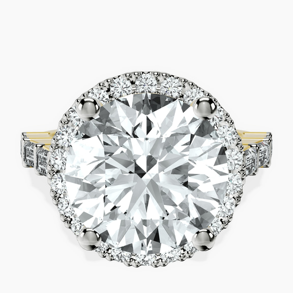 14kt Yellow Gold Rachel Halo Side Stone Lab Diamond Ring front image