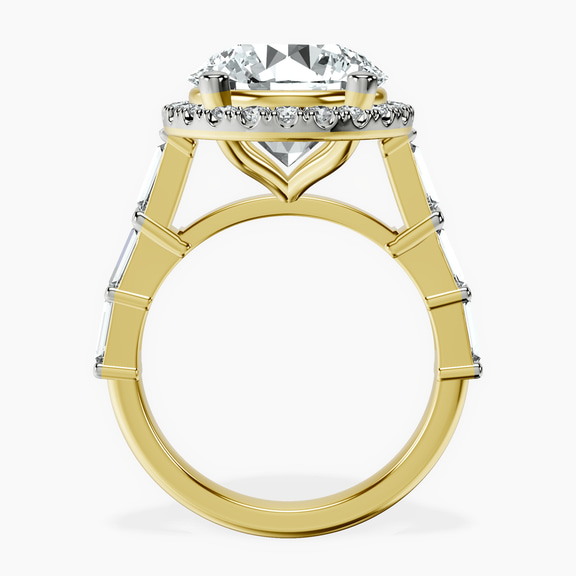14kt Yellow Gold Rachel Halo Side Stone Lab Diamond Ring side right image one