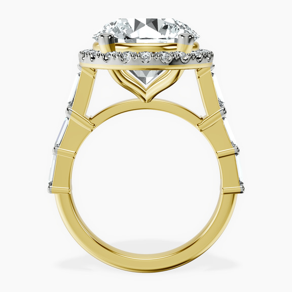 18kt Yellow Gold Rachel Halo Side Stone Lab Diamond Ring side right image one