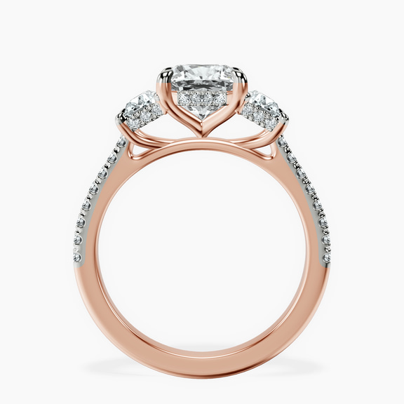 14ct Rose Gold Lavinia Three Stone Trapezoid Lab Diamond Ring side right image one