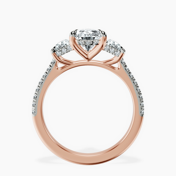 18ct Rose Gold Lavinia Three Stone Trapezoid Lab Diamond Ring side right image one