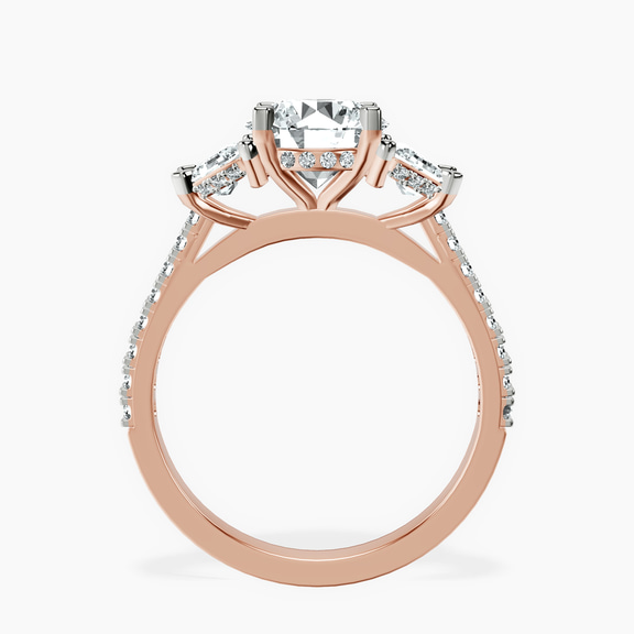 18kt Rose Gold Lavinia Three Stone Trapezoid Lab Diamond Ring side right image one