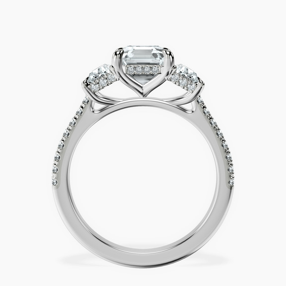 18ct White Gold Lavinia Three Stone Trapezoid Lab Diamond Ring side right image one