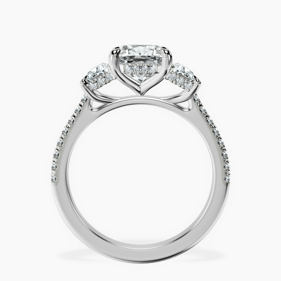 14kt White Gold Lavinia Three Stone Trapezoid Lab Diamond Ring side right image one