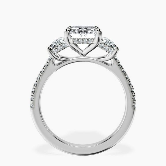 14ct White Gold Lavinia Three Stone Trapezoid Lab Diamond Ring side right image one