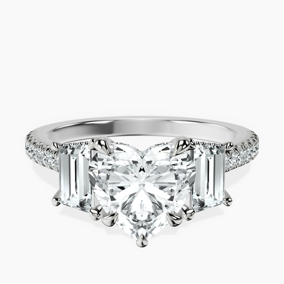 9ct White Gold Lavinia Three Stone Trapezoid Lab Diamond Ring front image