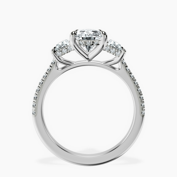 14ct White Gold Lavinia Three Stone Trapezoid Lab Diamond Ring side right image one