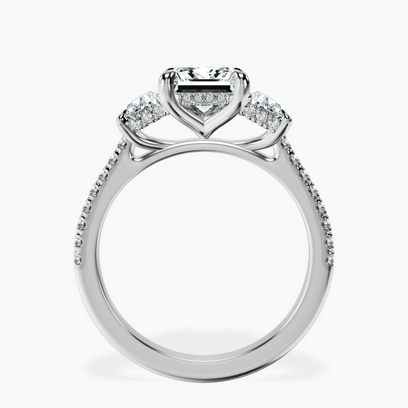 10ct White Gold Lavinia Three Stone Trapezoid Lab Diamond Ring side right image one