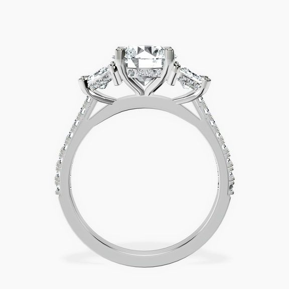 14ct White Gold Lavinia Three Stone Trapezoid Lab Diamond Ring side right image one