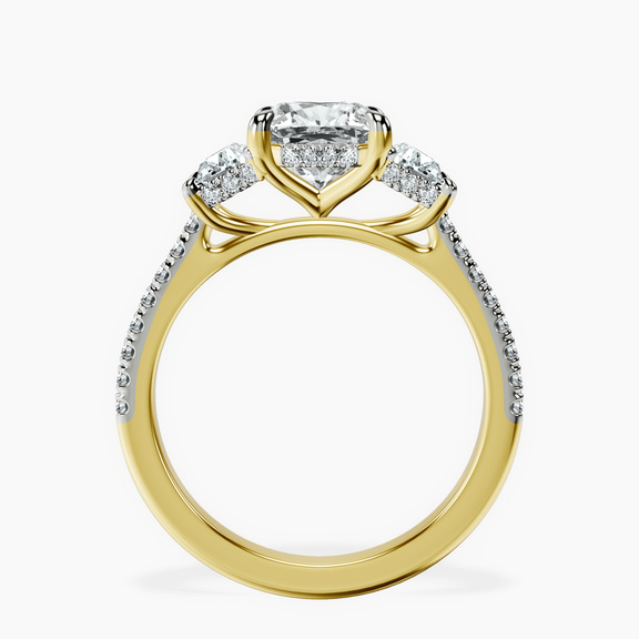18ct Yellow Gold Lavinia Three Stone Trapezoid Lab Diamond Ring side right image one
