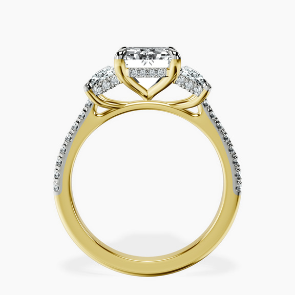 14ct Yellow Gold Lavinia Three Stone Trapezoid Lab Diamond Ring side right image one
