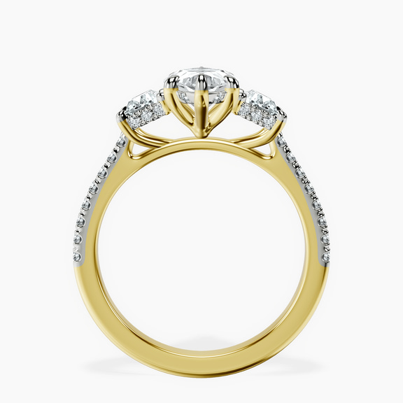 18ct Yellow Gold Lavinia Three Stone Trapezoid Lab Diamond Ring side right image one