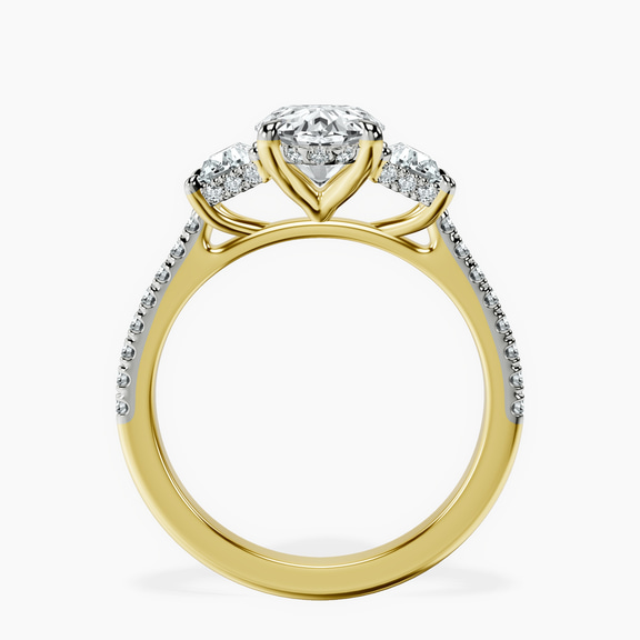 18kt Yellow Gold Lavinia Three Stone Trapezoid Lab Diamond Ring side right image one