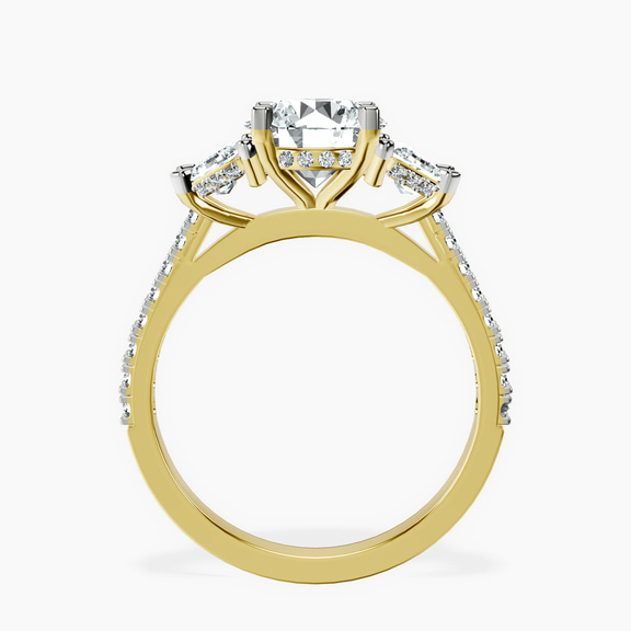 14ct Yellow Gold Lavinia Three Stone Trapezoid Lab Diamond Ring side right image one