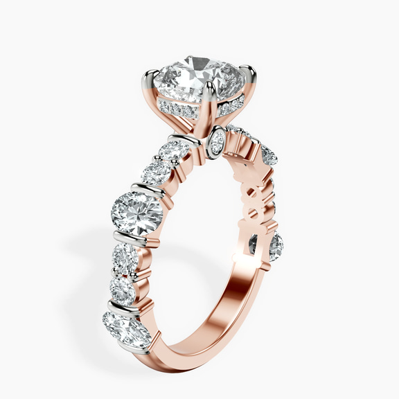 18kt Rose Gold Enchanted Bliss Side Stone Lab Diamond Ring standing product image one