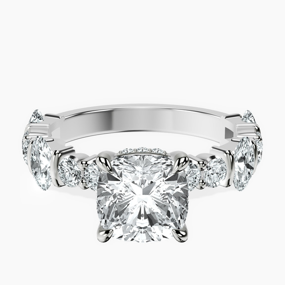 10ct White Gold Enchanted Bliss Side Stone Lab Diamond Ring front image