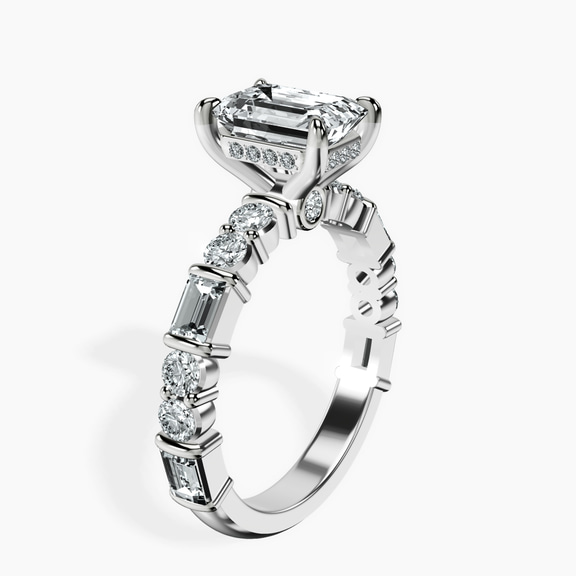 18kt White Gold Enchanted Bliss Side Stone Lab Diamond Ring standing product image one