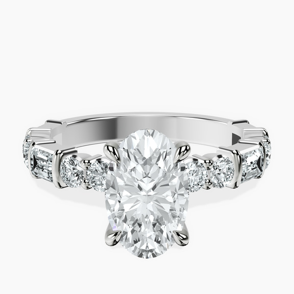 14ct White Gold Enchanted Bliss Side Stone Lab Diamond Ring front image